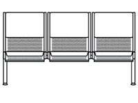 Кресла для вокзалов и аэропортов Вояж БП мод. МС 2/2 3-х местная секция (каркас черн.муар )